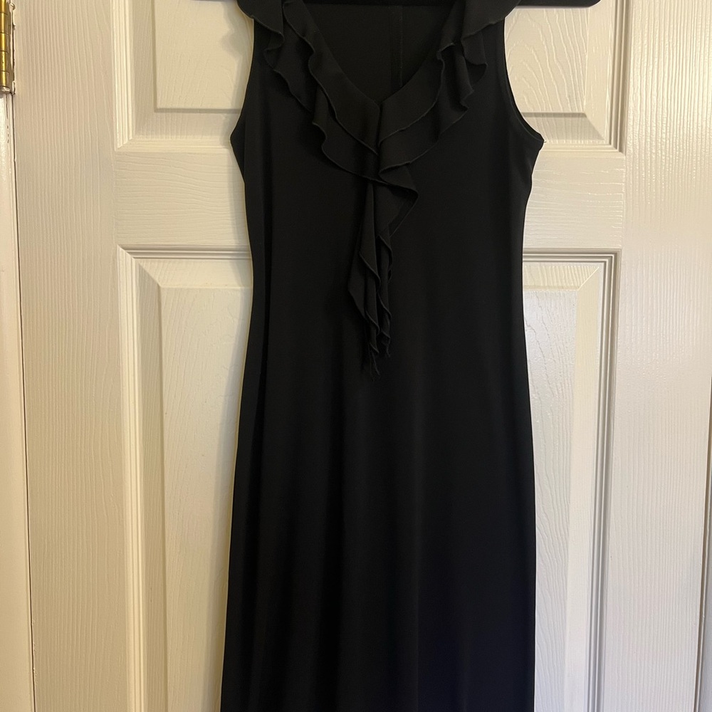 Jodi Kristopher Black Ruffled Midi Dress